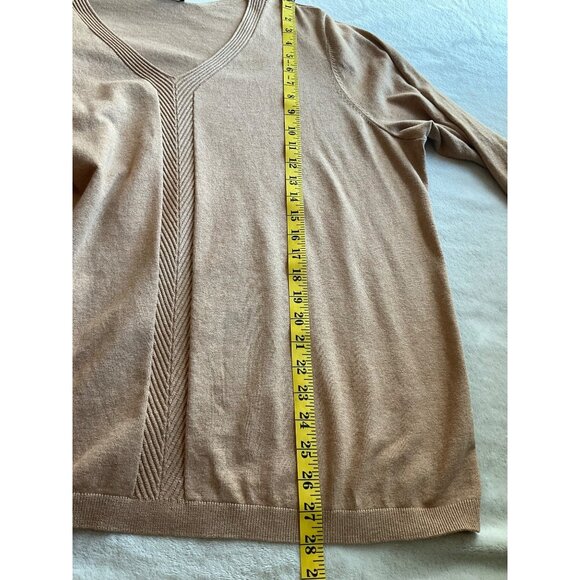 Talbots Plus Womens Sz 2X Pullover Sweater V-Neck Beige Modal Cotton Minimalist - Picture 5 of 7
